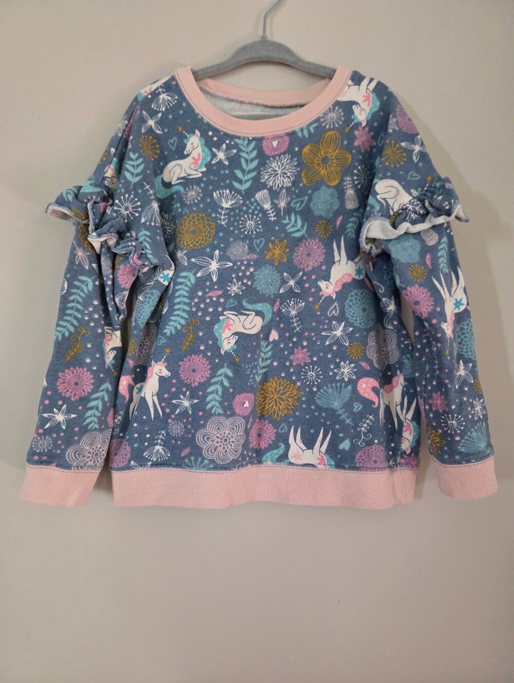 DotDotSmile Unicorn Print Long Sleeve Crewneck Sweatshirt